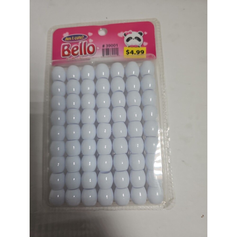 Large White Hair Beads for braids, twists, locs.  Also good for crafts!